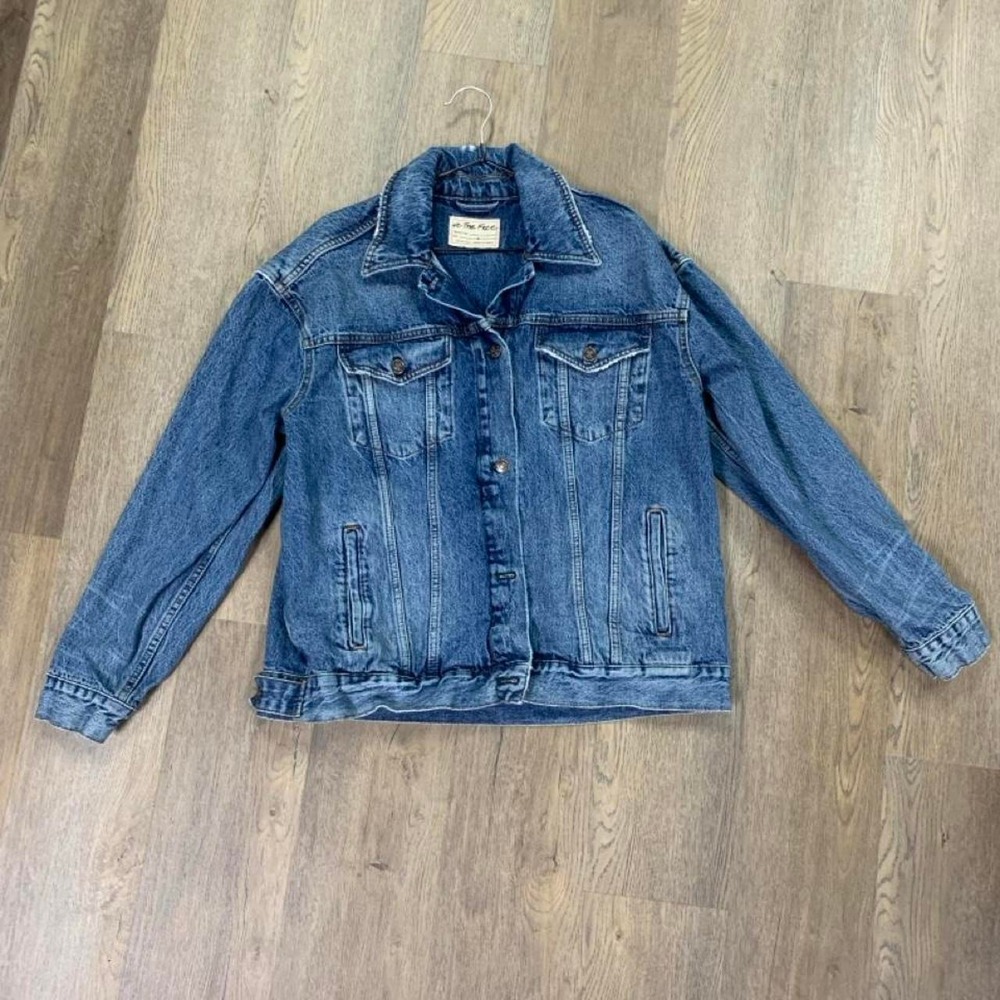 We The Free Free People Denim Jacket Medium Wash Oversized Trucker Blue Size M